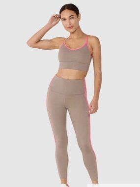 NWT Tavi Taupe Leggings with Pink Side Stripe
